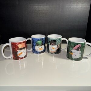 Snowman Mug Set - Red, Blue, Green 11oz Pedrini Brand New